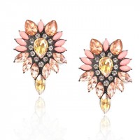 Ombre Blush Stone Burst Stud Drop Earrings